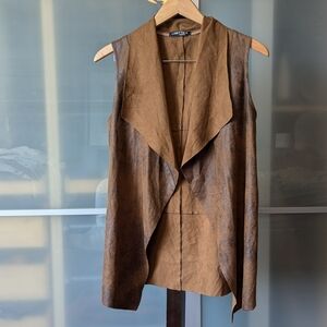 Lisette-L Faux Suede/Leather Vest - Size Small